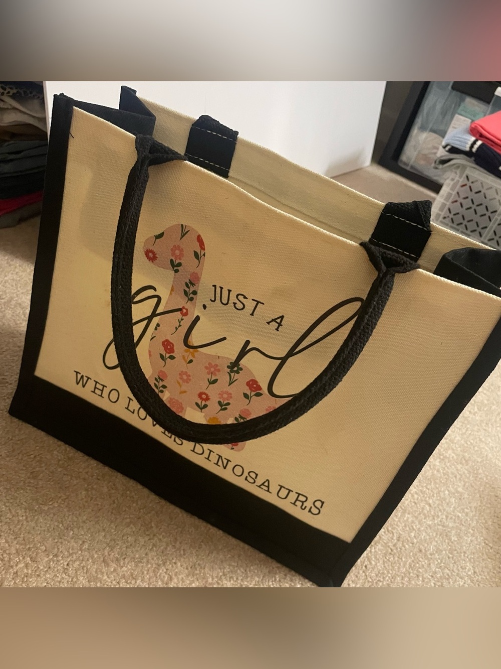 Just a Girl Who Loves Dinos Zipper Tote Bag
